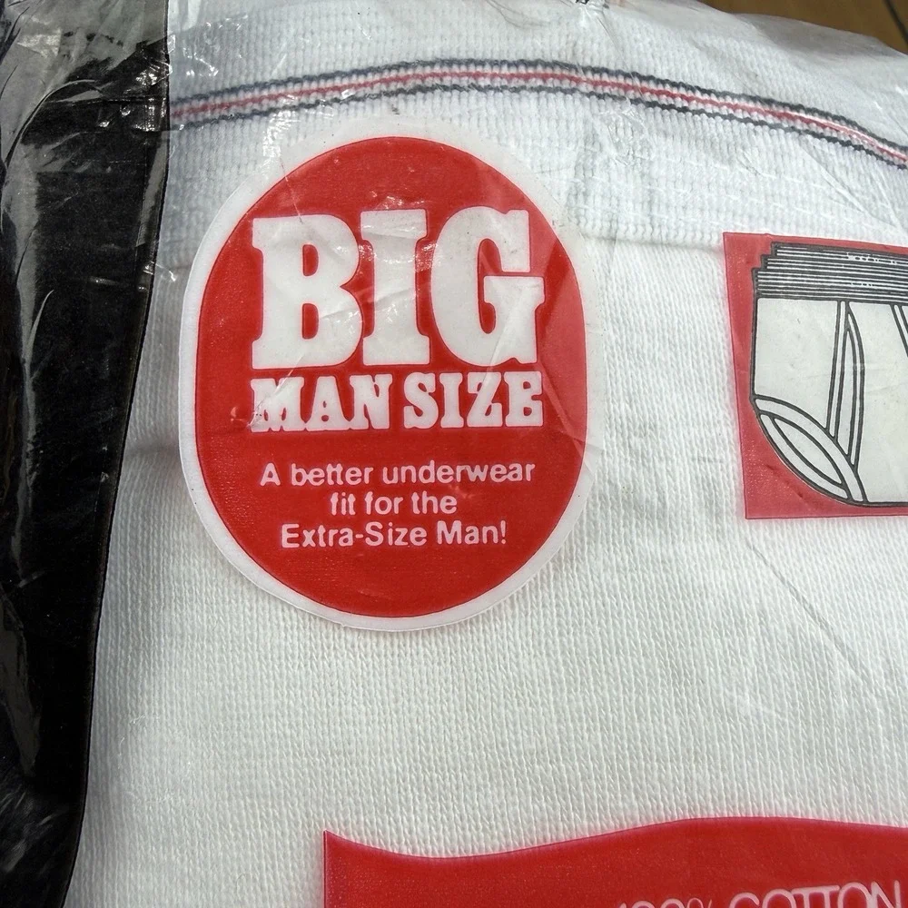 Vintage 1977 White‎ Hanes Briefs Waist 48 100% Cotton USA 3 Pk  New